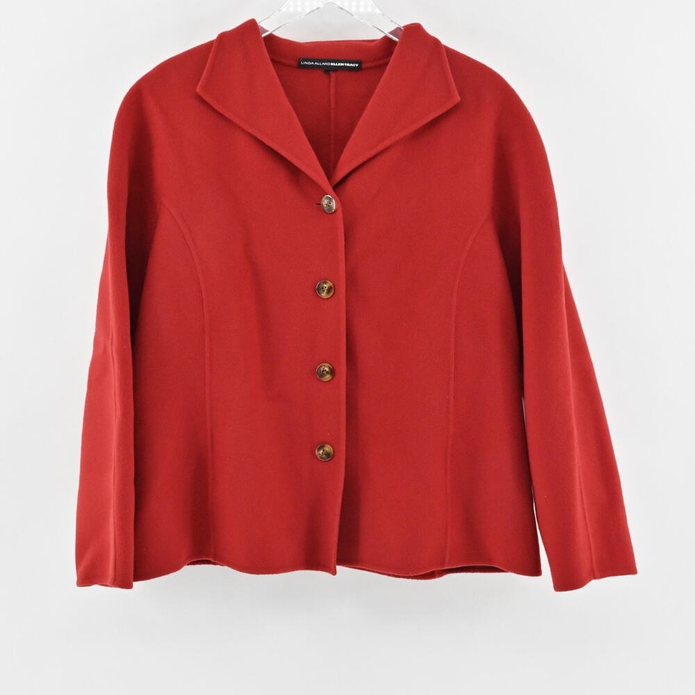 LINDA ALLARD ELLEN TRACY Womens Wool Jacket Size‎ XXL Red Button Front Classic